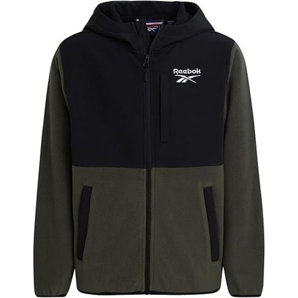 Reebok Men's Full Zip Up Hoodie Jacket X-LARGE Olive Polar Fleece Winter Jacket